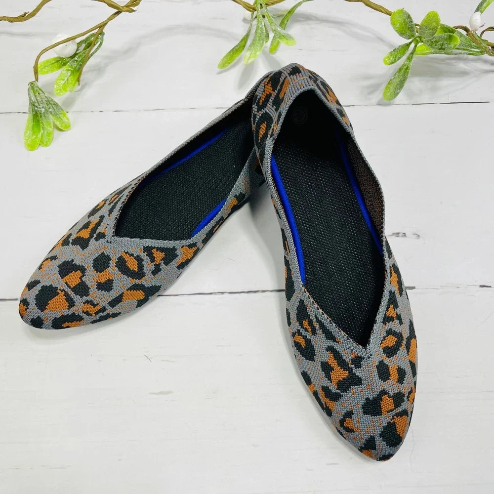 NEW Evglow Ballet Style Gray Leopard Print Flats- Size 9 - Picture 1 of 9